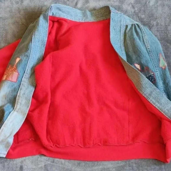 Vintage Patched Applique Sweatshirt Jacket, House Patch, Streetwear Ooak Grunge - Picture 8 of 9